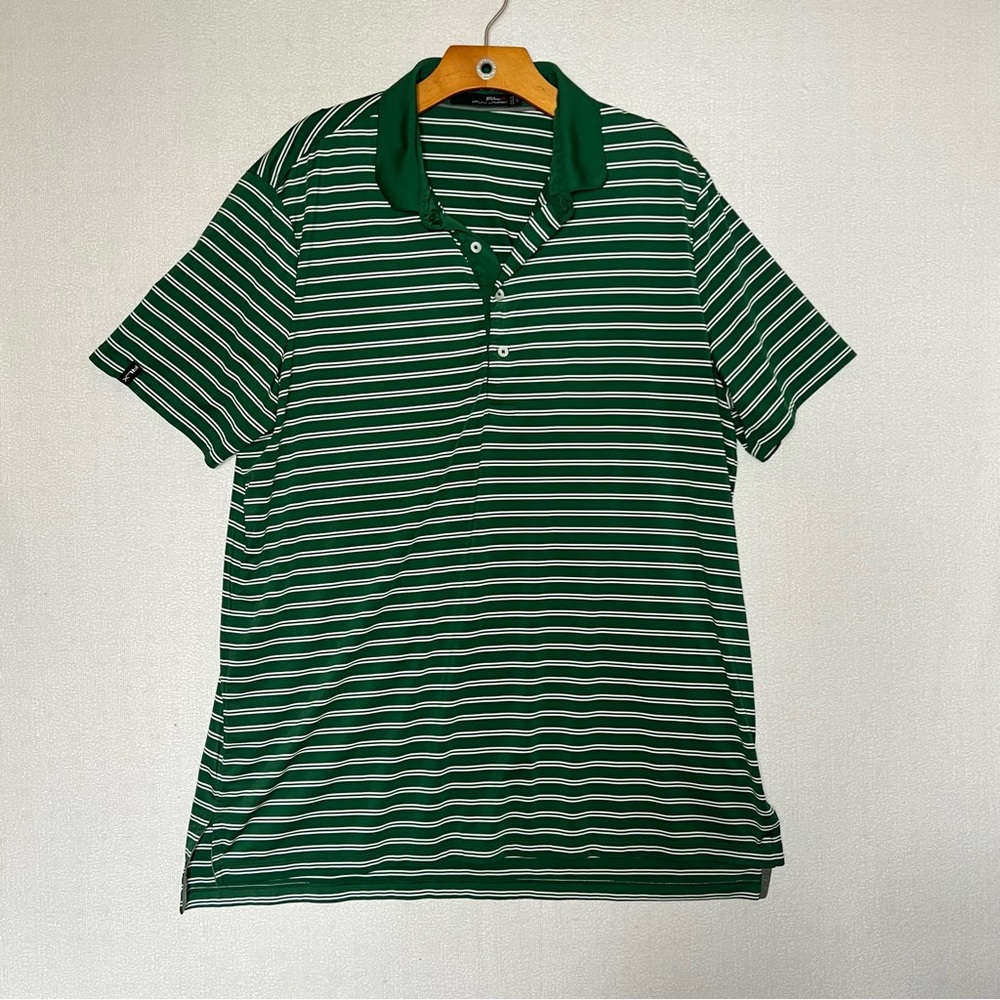 Ralph Lauren RLX Golf Green Stripe Mens Polo Shirt Size XL